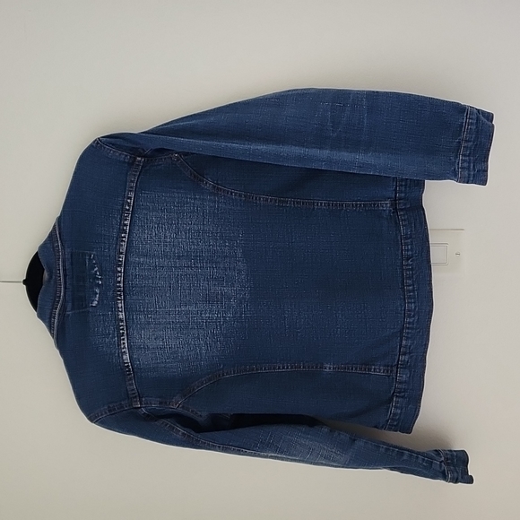 Liz Fashion Jean Jacket, Distressed two front pockets, Size 34 - Picture 4 of 4